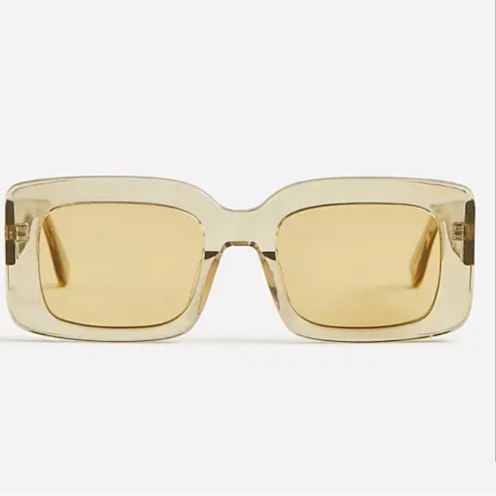 J. Crew NWT Oversized Rectangular‎ Sunglasses - Clear Moss Ochre